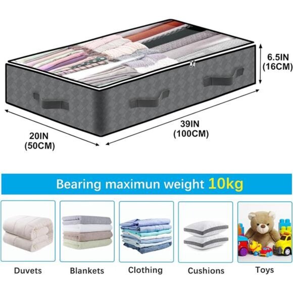 4 Pack Under Bed Storage, 90L Collapsible Closet Containers Organizers - Picture 3 of 7